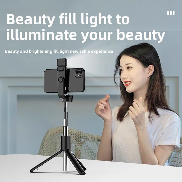 Wholesale Price R1S-L Top Selling Stainless Steel Selfie Stick 1.7m Extendable Tripod Stand 360 Rotation Remote Fill Light Fold