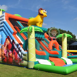 Lion & Palm Tree Inflable Playground Forest-Themed Water Slide Pool Bounce Slide & Jumper - Product Image 4