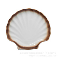 Vaisselle en céramique de style japonais, assiettes en forme de coquille, assiettes à salade, assiettes à dîner, bols à fruits, assiettes créatives en forme de pâtes