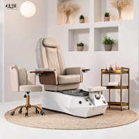 Fauteuil de pédicure pour salon de beauté avec station de manucure, plateau de manucure, bol de spa pour les pieds, pompe à jets et thérapie par brume