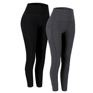 High Waist Women Leggings Full Length Stretch Compression Yoga Pants Solid Color Breathable Quick Dry <b>Tummy</b> <b>Control</b> Sporty - Product Image 1