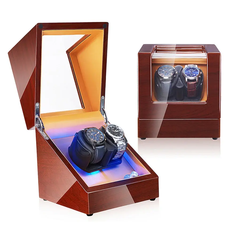 2 + 0 Motor silencioso con almohada de reloj suave Caja de enrollador de reloj automático Adecuado para relojes de hombres y mujeres