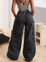 Jeans Cargo Ample Femme Sur Mesure, Poche à Rabat, Coupe Décontractée, Jambe Droite Large, Mode Y2K