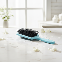 Logo privé pagaie à poils en nylon noir résistant à la chaleur et massage à coussin d'air démêlant brosse à cheveux sèche-cheveux
