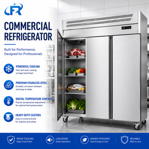Refrigerador Comercial de 3 Puertas para Cocina - Refrigerador Sólido de Acero Inoxidable Premium con Bajo Nivel de Ruido y Enfriamiento Rápido y Potente - Product Image 1