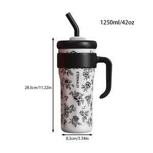 BPA Free 40 oz Stainless Steel Vacuum Tumbler Reusable Travel Coffee <b>Mug</b> with <b>Large</b> Handle and Straw - Product Image 4