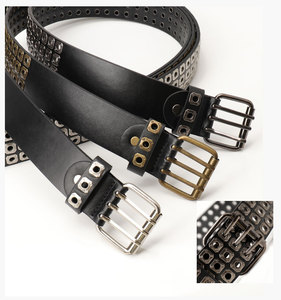 Cintura Punk Y2K <span class=keywords><strong>per</strong></span> Uomo e Donna, 3 File di Fori, in Ecopelle con <span class=keywords><strong>Borchie</strong></span> e Rivetti Metallici, Stile Retrò <span class=keywords><strong>per</strong></span> Jeans e Abiti Rock e Rap - Product Image 5