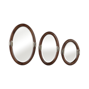 Oval <b>Mirror</b> <b>Set</b> With Vintage Frame Aluminum Stainless Steel Accent For Bedroom Bathroom Dorm Hallway <b>Wall</b> - Product Image 1