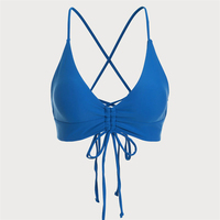Maillot de bain deux pièces OEM pour femme avec motifs léopard et à carreaux, design bleu paisley et vichy, maillot de bain cool pour fille