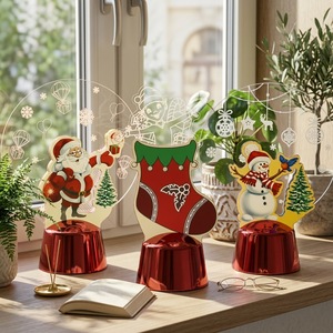 Décorations <span class=keywords><strong>de</strong></span> Noël, Veilleuse LED en Acrylique, Petite Lampe <span class=keywords><strong>de</strong></span> Table Lumineuse, Bonhomme <span class=keywords><strong>de</strong></span> Neige Coloré pour Personnes Âgées, Pendule <span class=keywords><strong>de</strong></span> Bureau - Product Image 2