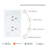 Enchufe de Pared Inteligente LangYeao Zigbee Wi-Fi Matter AU con Interruptor, Panel de Vidrio Templado, Compatible con Alexa y Google Home, Control por Temporizador