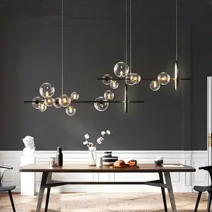 Nordic Glass Pendel leuchte Kreis Decke Hängende Kronleuchter Licht Schwarz LOFT Wohnzimmer Esszimmer Küche Leuchte