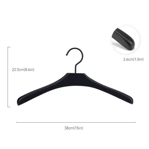 Madeira Gament Hanger com Logotipo Personalizado para Roupas Camisa Saia Pant Preto Luxo Mulheres cabide para Senhora com Gancho Preto