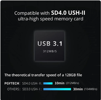 PGYTECH Lecteur de carte mémoire portable haute vitesse à vente chaude, USB 3.1 Type-C, double emplacement SD/TF, transfert de données, outil de lecture de carte mémoire