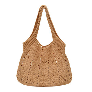Nouveau sac fourre-tout en tricot ajouré 2026 pour femme, sac à bandoulière tricoté à la main pour l'été, grande capacité, sac à main - Product Image 5