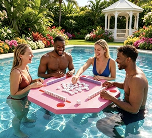 Set Mahjong Galleggiante Impermeabile <span class=keywords><strong>per</strong></span> Piscina - 160 Pezzi in Acrilico Viola e Rosa, Tessere Mahjong Americane <span class=keywords><strong>per</strong></span> Divertimento Estivo in Spiaggia e a Bordo Piscina - Product Image 6