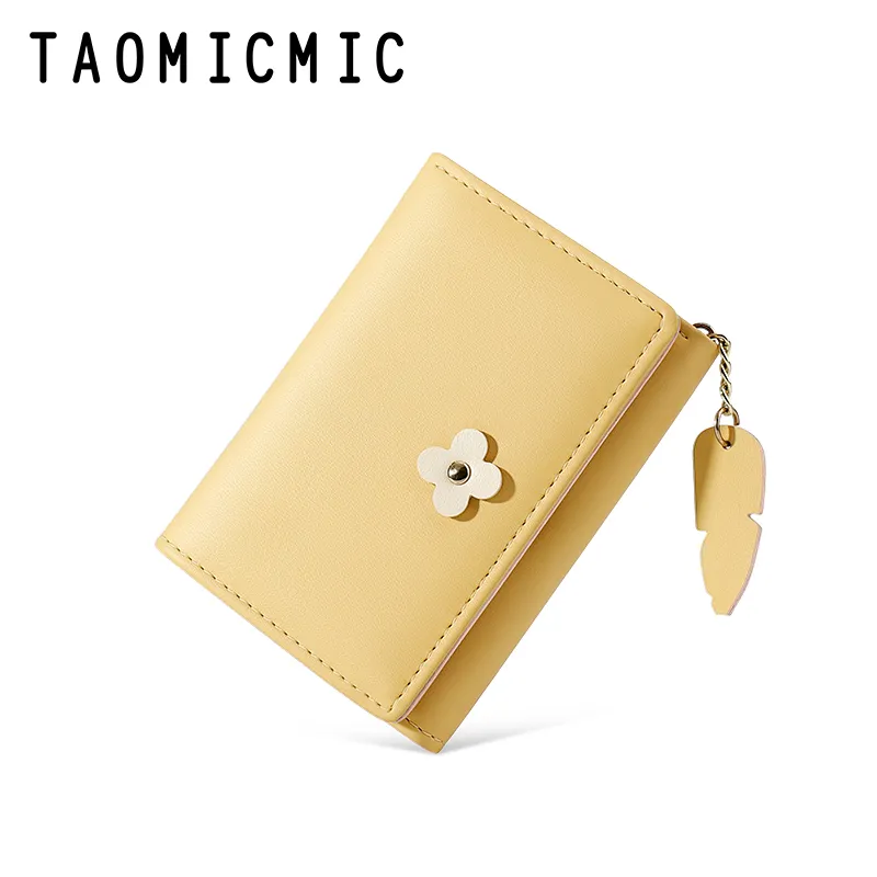 Taomicmic الأزياء نمط الكرتون الزهور بطاقة محفظة سيدة محفظة المرأة قصيرة محفظة جلدية