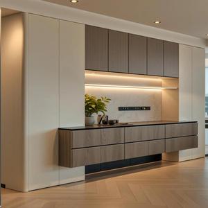Buffet modulaire en bois massif détachable avec supports anti-basculement pour salle à manger partagée par plusieurs familles - Product Image 1