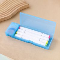 Grande boîte à crayons en plastique givrée à 2 compartiments, règle, cosmétiques, empilable, pour enfants, bricolage, colle crème, trousse à crayons