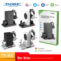 Support de rangement pour casque et station de charge avec éclairage coloré en ABS et ventilateur de refroidissement, compatible avec les consoles Xbox Series X/S