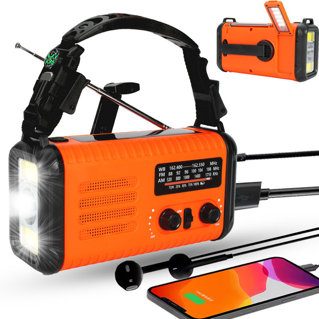 20000mAh Emergency Radio Hand Crank AM FM WB Noodradio with Power Bank USB-C SOS Flashlight Survive DAB+ Radio Kit