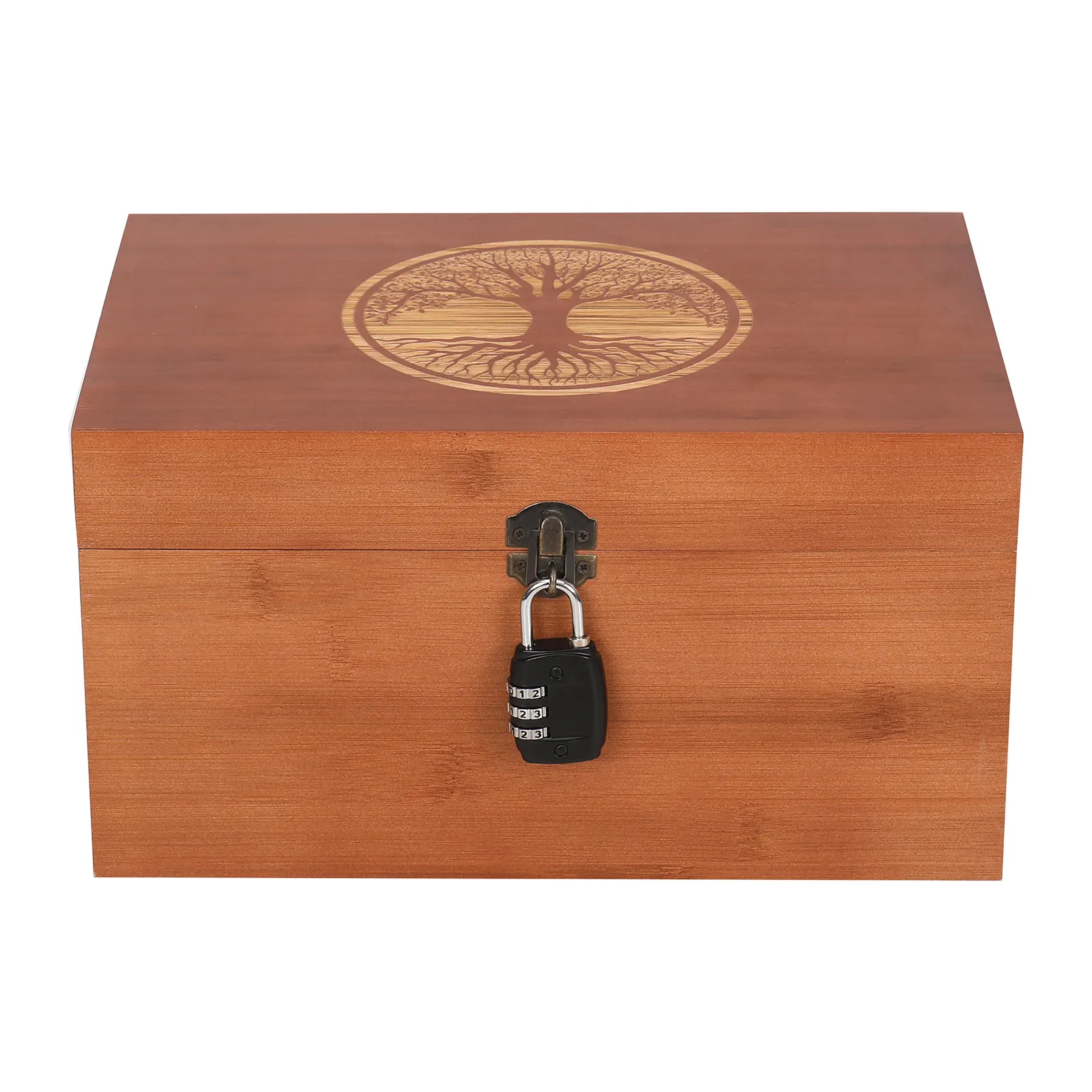 Bundle Portable Sécurisé et Élégant avec Paresseux Design Arbre de Vie Stash Box Combo avec Plateau Roulant