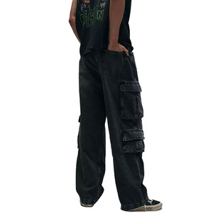 <strong>Custom</strong> <strong>Label</strong> Men's <strong>Jeans</strong> High Quality Washing Retro Multi-practical Large Pocket Cargo Pants Men Street Wide Work <strong>Jeans</strong> - Product Image 3