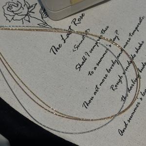 Collier à chaîne unique en argent pur S925, design vintage antique, tendance, avec perles contrastées, style empilable - Product Image 5