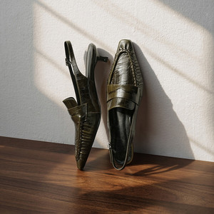 Zapatos de oficina de lujo de diseñador, sexys, para primavera/verano, sin cordones, de punta abierta, de boca poco profunda, de tacón bajo y grueso, ligeros, de piel de primera calidad. - Product Image 3