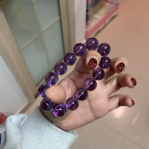 สร้อยข้อมืออะเมทิสต์ธรรมชาติจากบราซิลและอุรุกวัย ระดับการสำเร็จการศึกษา  แบบห่วงเดี่ยว  ความบริสุทธิ์เต็มที่  ไนน์เพอร์เพิล  ลี่ไฟ  นำโชค  สีม่วงเข้ม - Product Image 3