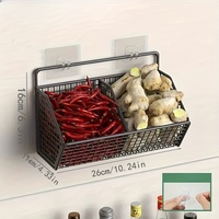 Wandmontage metalen opbergmand zonder boren, keuken fruit- en groente organizer rek voor aanrecht, voorraadkast, badkamer