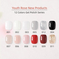 Ensemble de vernis gel Youth Rose 15ml, 12 couleurs, longue tenue, nude, transparent, blanc, rose, nail art professionnel, gel UV, fournisseur de vernis en gros