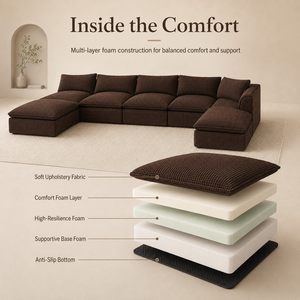 Canapé modulaire en forme de U, emballé sous vide, avec double chaise longue, ensemble confortable en tissu pour salon - Product Image 2