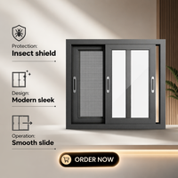 Ventana Corredera de Vidrio con Malla para Balcón o Patio Exterior, con Marco de Aluminio de Doble Acristalamiento, Aislamiento Térmico y Acústico, Modelo AOSTTER AS2047