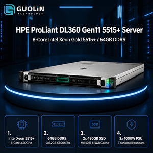 Servidor Redundante HPE ProLiant DL360 Gen11 1U 8SFF Intel 5515+ 10GbE de Doble Puerto y 2x1000W Titanium al por Mayor - Product Image 1