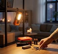 Lampe de travail LED COB magnétique portable HB-326 IP44 étanche en ABS, alimentée par piles AAA, 180LM 4.5V, autonomie de 4 heures, pour atelier et réparation