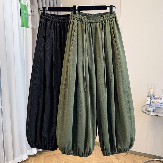 2026 New Summer Wholesale Lightweight Cotton Blend Balloon Pants Japanese Mori Girl High Waist Casual Harem Trousers