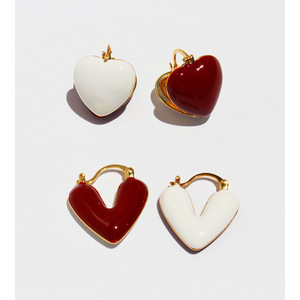 Pendientes de corazón de amor con esmalte de goteo de colores chapados en latón Vintage francés para mujer, joyería de regalo personalizada - Product Image 1