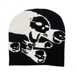 Gorro de punto jacquard unisex con calavera, bordado 3D, estilo urbano, accesorio para clima frío, en stock, 100% acrílico, común - Product Image 2