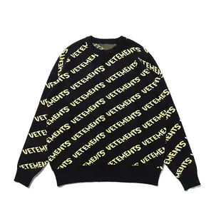 Jersey de punto de gran tamaño con logotipo personalizado, jersey con patrón Jacquard, suéter de punto de algodón 100% para hombre de invierno, fabricante