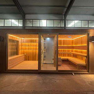 أحدث غرفة ساونا خارجية من خشب الأرز الأحمر تدمج بين الدش والساونا والراحة - Product Image 1