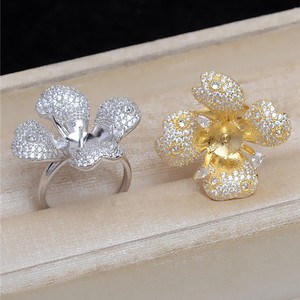 Anillo de Plata S925 con Circonita, Anillo Abierto Hecho a Mano con Cuentas Grandes de 10-12 mm, Accesorios para Perlas, Componentes de Joyería Vacíos JG5432 - Product Image 2