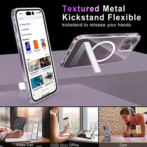 Funda Magnética Transparente con Soporte para <span class=keywords><strong>iPhone</strong></span> 17 16 15 <span class=keywords><strong>14</strong></span> <span class=keywords><strong>Pro</strong></span> <span class=keywords><strong>Max</strong></span> <span class=keywords><strong>13</strong></span> <span class=keywords><strong>12</strong></span> <span class=keywords><strong>11</strong></span> Mini 15 Plus, Carcasa Trasera Antigolpes, Producto Nuevo - Product Image 4