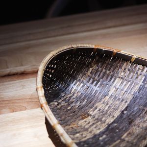 Bamboo Woven Winnowing <b>Basket</b> Rectangle Handmade Storage <b>Tray</b> For Kitchen Food Use Single Tier - Product Image 2