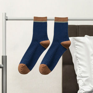 Homens de alta qualidade personalizado penteado algodão meias respirável formal negócio meias logotipo MOQ 10 pares cor pura para a estação do outono - Product Image 2