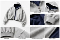 Hoodie katun polos mewah model cropped custom ukuran besar streetwear pria