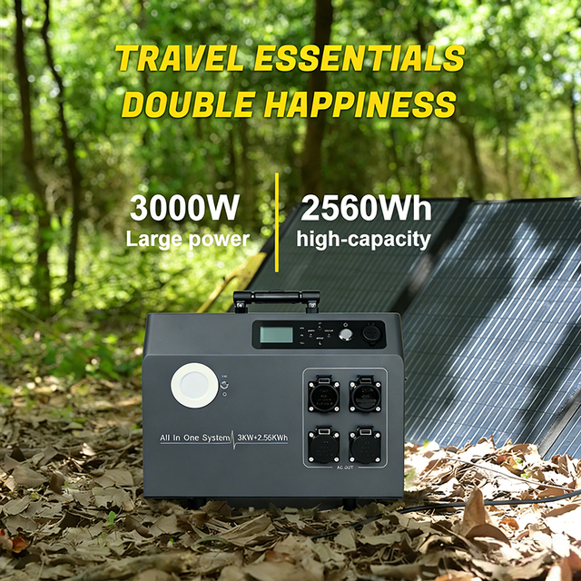 Outdoor Portable Solar Power Station 3000w 2.56kwh Deep Cycle Lithium Battery Solar Generator with Built in BMS protection
