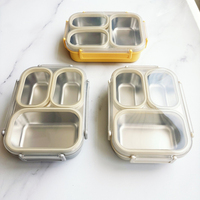 Boîte Bento Isotherme Compartimentée en Acier Inoxydable Grande Capacité, Style Japonais, Micro-ondable et Scellée, Vente en Gros