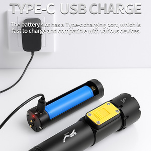 ไฟฉายดำน้ำ 17 ซม. ไฟฉาย LED แบบชาร์จ USB กันน้ำใต้น้ำ ไฟฉายความเข้มสูง - Product Image 5