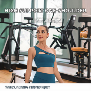 Women's High Support One Shoulder Cut V-neck <b>Crop</b> <b>Top</b> Triangle Strap Running Plus Size Front Logo Breathable Spandex/Nylon - Product Image 2